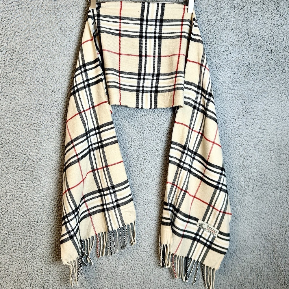 Cashmere Feel Nova Check Italy Wool Scarf Fringed